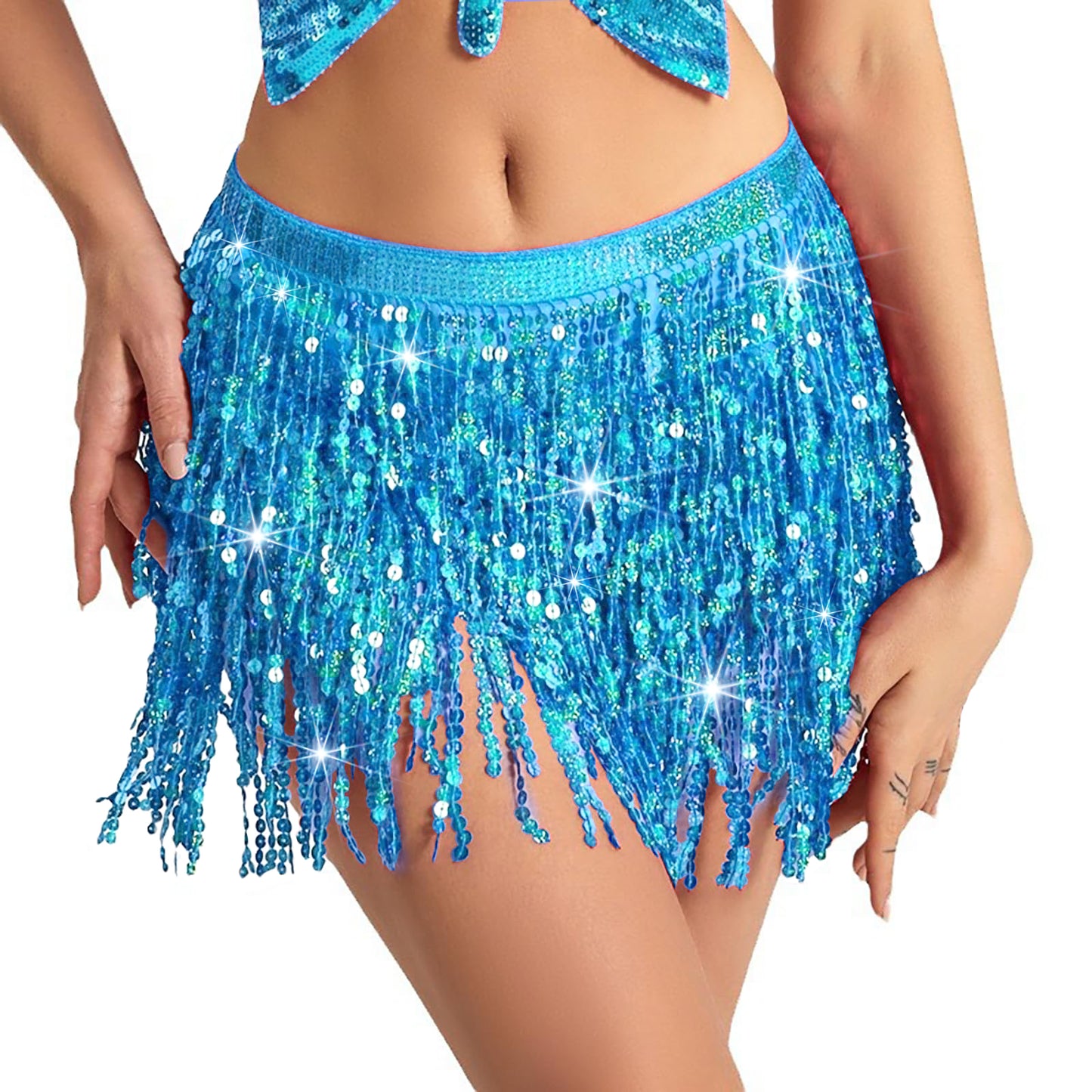 Baisdan Sequin Skirt for Women, Sparkly Mini Skirt, Sequin Tassel Fringe Skirts
