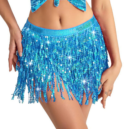 Baisdan Sequin Skirt for Women, Sparkly Mini Skirt, Sequin Tassel Fringe Skirts