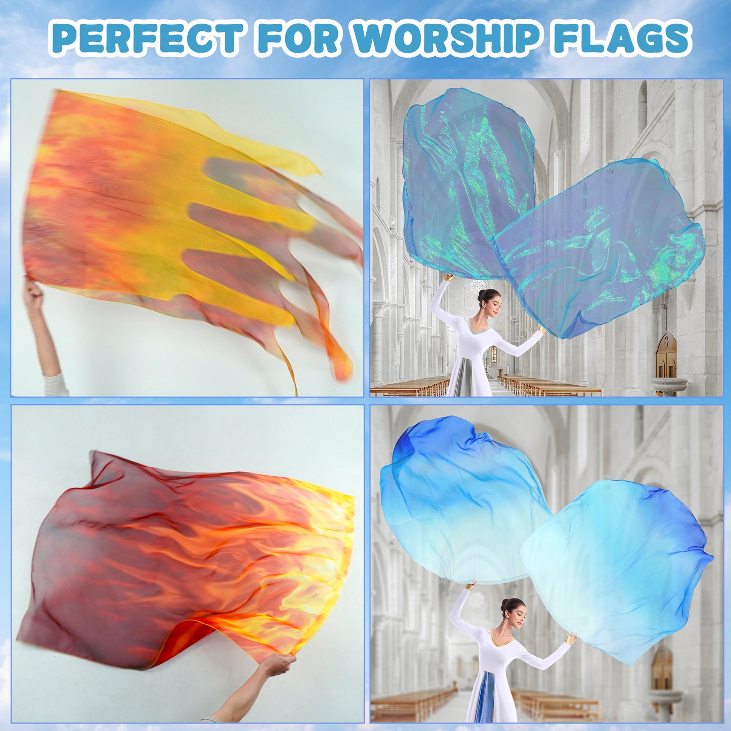 Baisdan Flexible Rods for Worship Flags, Flexi Rod for Praise Dance Flags, Flexible Flag Pole