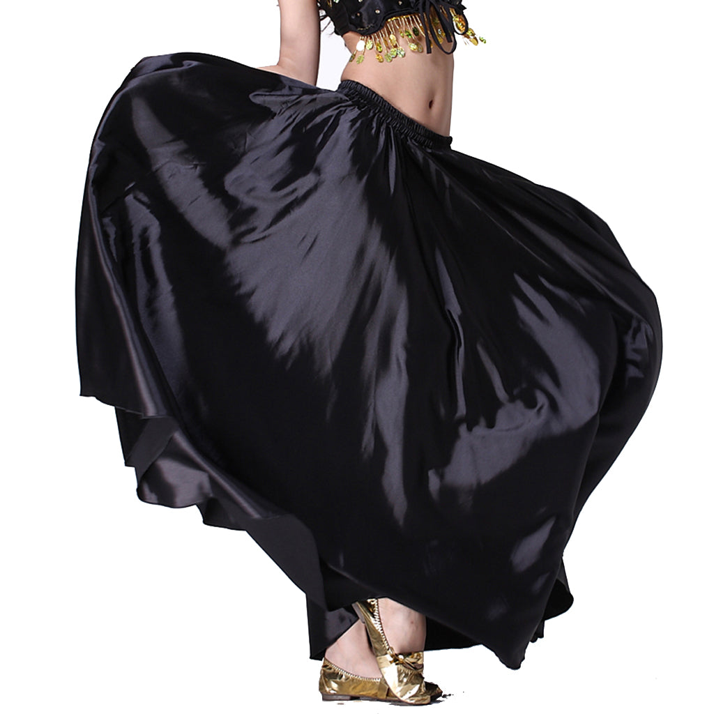 Baisdan Belly Dance Satin Skirt Arabic Halloween Shiny Skirt Fancy Full Skirt US0-14