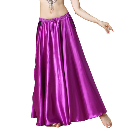 Baisdan Belly Dance Skirt Two Side Slit Satin Skirt