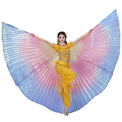 Wuchieal Women's Egyptian Egypt New Belly Dance Costume Colorful Isis Wings (wing+2sticks+bag)