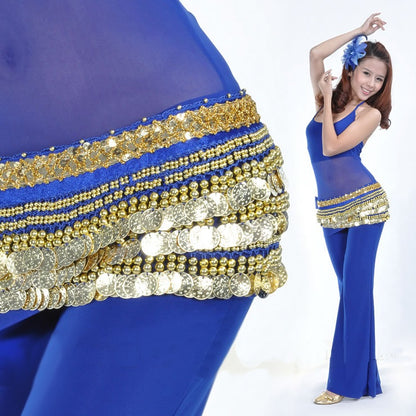 Baisdan Lady's Belly Dance Wrap Hip Scarf Belly Dancing Skirt Multi-Row Gold Coins