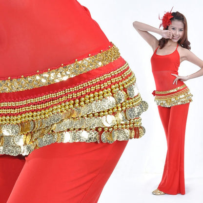 Baisdan Lady's Belly Dance Wrap Hip Scarf Belly Dancing Skirt Multi-Row Gold Coins