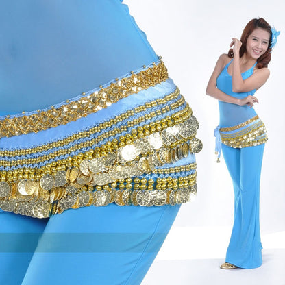 Baisdan Lady's Belly Dance Wrap Hip Scarf Belly Dancing Skirt Multi-Row Gold Coins