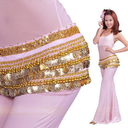 Baisdan Lady's Belly Dance Wrap Hip Scarf Belly Dancing Skirt Multi-Row Gold Coins