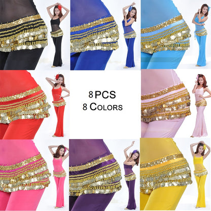 Baisdan Lady's Belly Dance Wrap Hip Scarf Belly Dancing Skirt Multi-Row Gold Coins