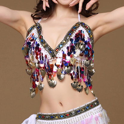 Baisdan Sequin Halter Bra Top Salsa Belly Dance Boho Festival Clubbing Tribal Bra BH Top