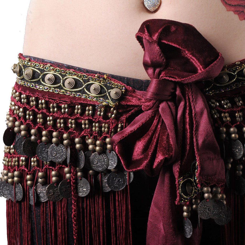 Baisdan Belly Dance Tribe Style Belt Tassel Hip Scarfs Velvet Waist …