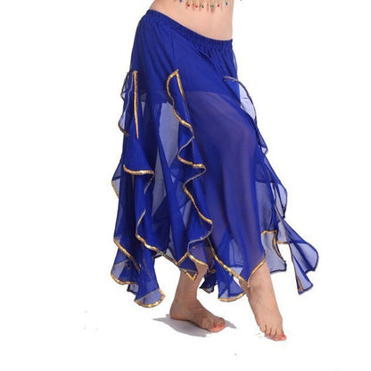 Baisdan Lady's Handmade Belly Dance Panel Skirt with Gold Trim