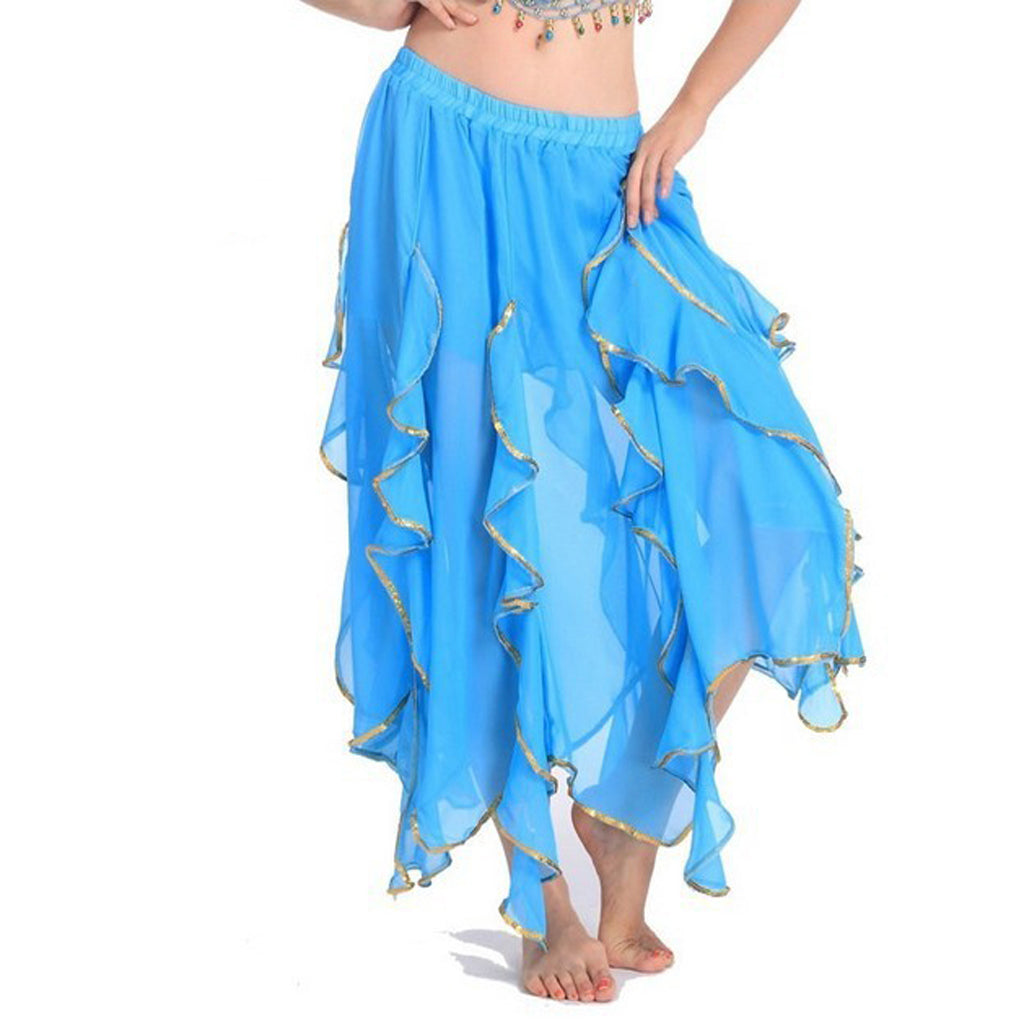 Baisdan Lady's Handmade Belly Dance Panel Skirt with Gold Trim