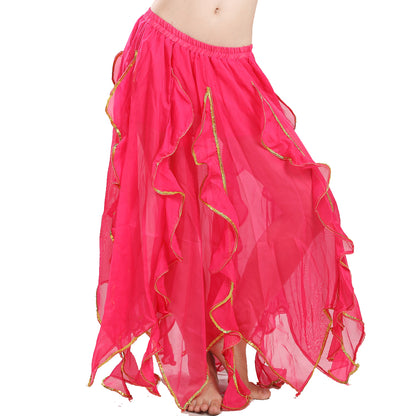 Baisdan Lady's Handmade Belly Dance Panel Skirt with Gold Trim