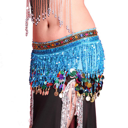 Baisdan Shining multicolor Sequin Tassels Belly Dance Hip Scarf Wrap Skirt Gems Coin Fancy Hip Belt