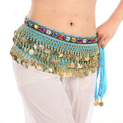 Baisdan Belly Dance Coins Belt Hip Skirt Scarf with Gold Coins