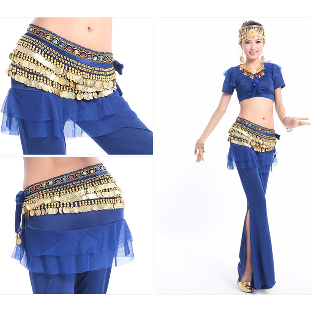 Baisdan Belly Dance Coins Belt Hip Skirt Scarf with Gold Coins