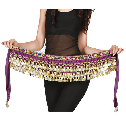 Baisdan Belly Dance Coins Belt Hip Skirt Scarf with Gold Coins