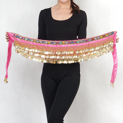 Baisdan Belly Dance Coins Belt Hip Skirt Scarf with Gold Coins