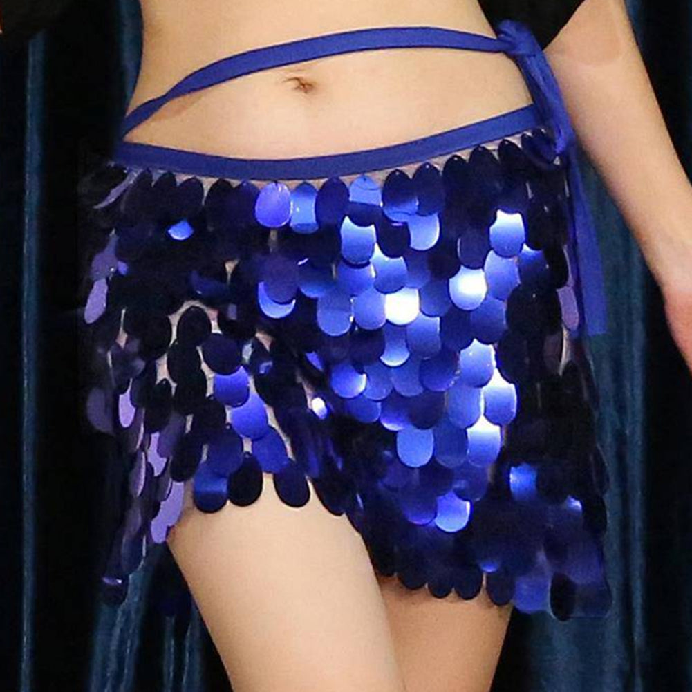 Baisdan Chiffon Belly Dance Hip Scarf Sequin Waistband Belt Skirt Hip Wrap Costume