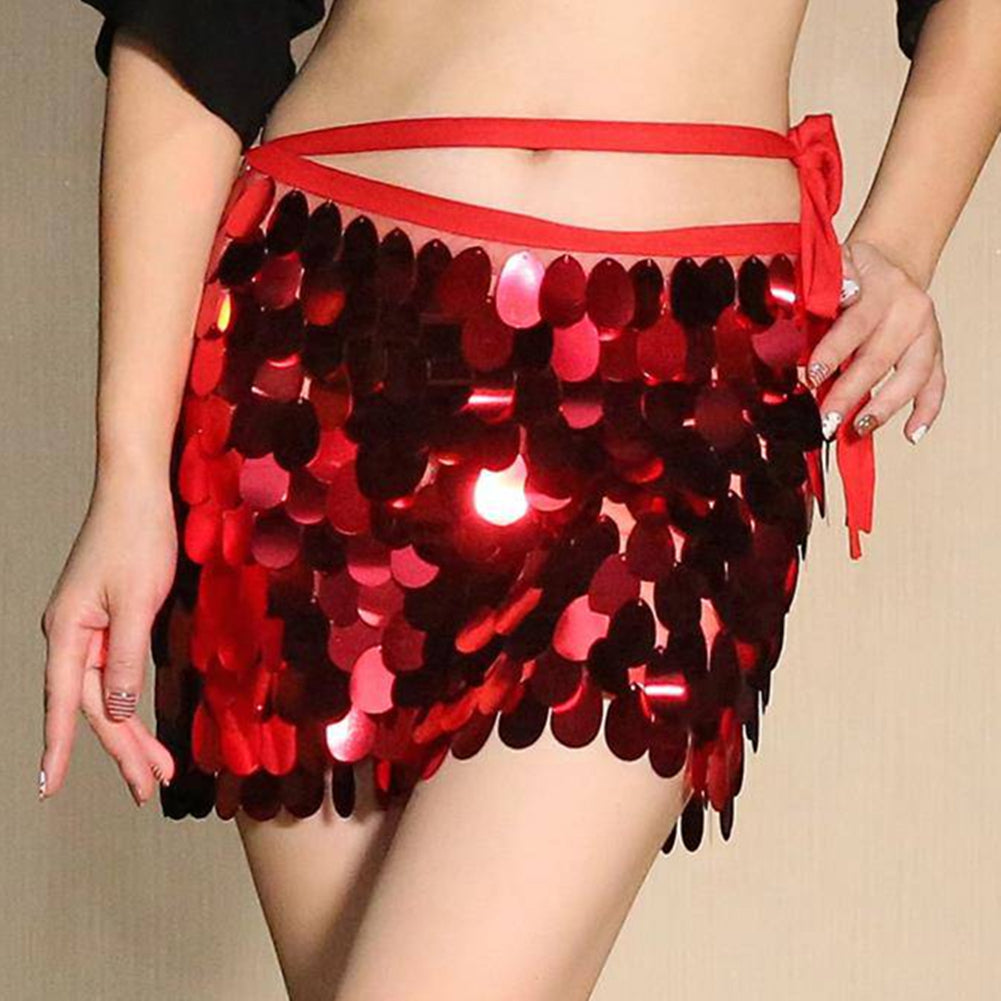 Baisdan Chiffon Belly Dance Hip Scarf Sequin Waistband Belt Skirt Hip Wrap Costume