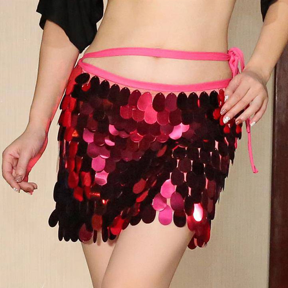 Baisdan Chiffon Belly Dance Hip Scarf Sequin Waistband Belt Skirt Hip Wrap Costume