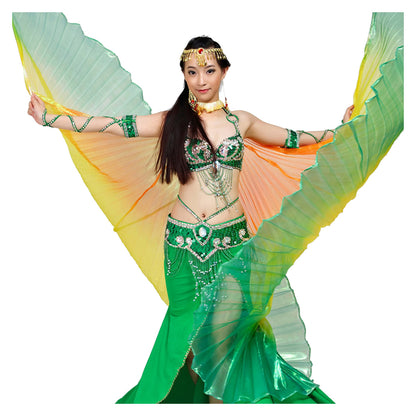 Wuchieal Women's Egyptian Egypt New Belly Dance Costume Colorful Isis Wings (wing+2sticks+bag)