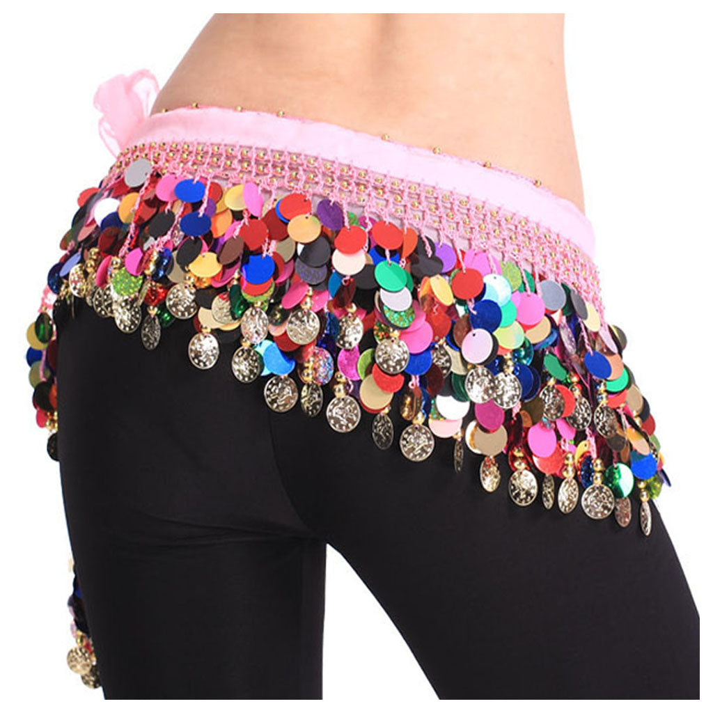 Baisdan Women's Belly Dance Hip Scarf Waistband Belt Skirt Mixed Colors Beads