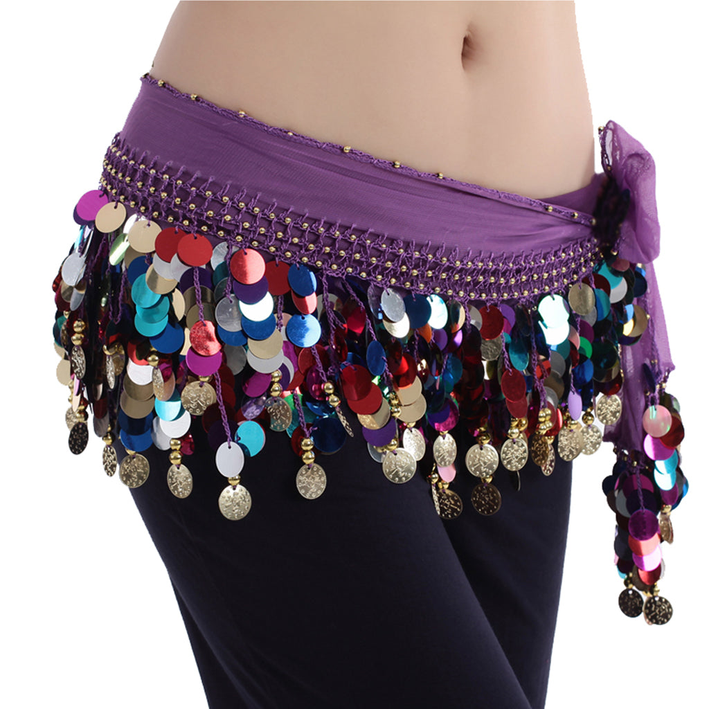 Baisdan Women's Belly Dance Hip Scarf Waistband Belt Skirt Mixed Colors Beads