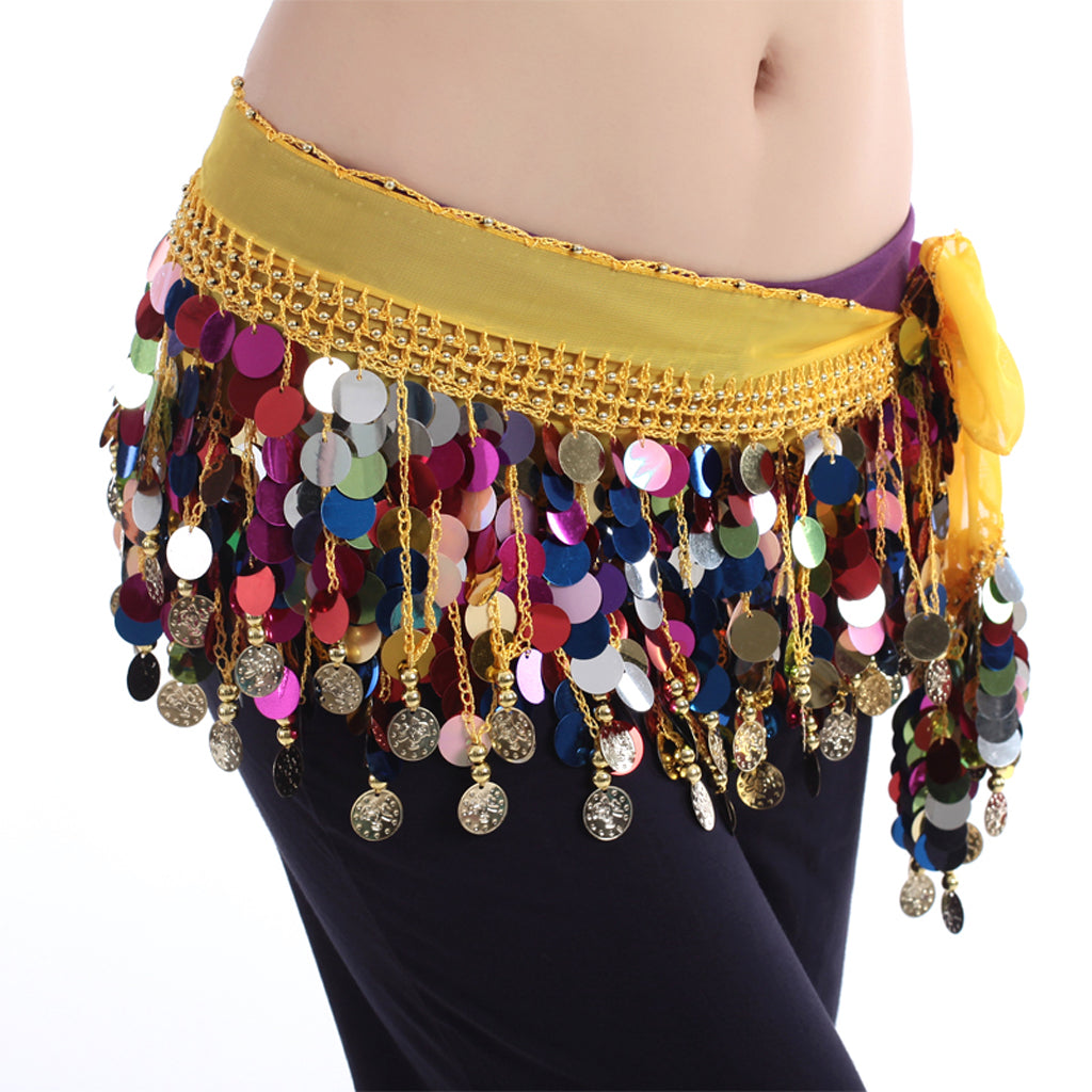 Baisdan Women's Belly Dance Hip Scarf Waistband Belt Skirt Mixed Colors Beads