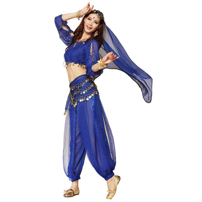 Baisdan Lady's Belly Dance Costume Lanterns Sleeves Top Harem Pants Hip Scarf Veil