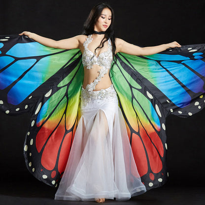 Baisdan Belly Dance Wings Halloween Christmas Party Colorful Butterfly Wings Performance Costumes