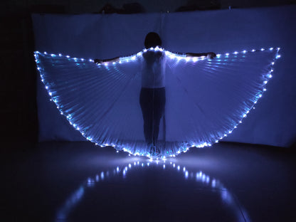 Baisdan Fasion Circle of white LED Isis Wings Costume Egyptian Belly Dance Show Stage LED Light Up Wings