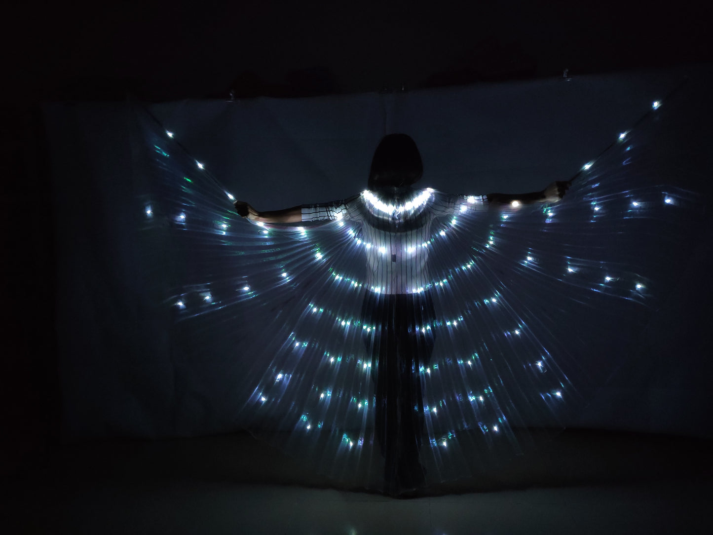 Baisdan Fasion White LED Isis Wings Costume Egyptian Belly Dance Show Stage LED Light Up Wings