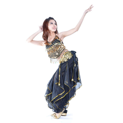 Baisdan Belly Dance Costume Top Tribal Gold Wavy Harem Pants Hip Scarf