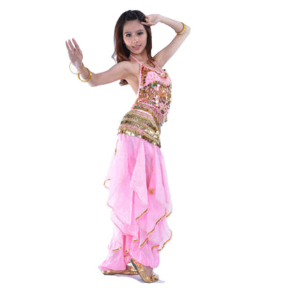 Baisdan Belly Dance Costume Top Tribal Gold Wavy Harem Pants Hip Scarf