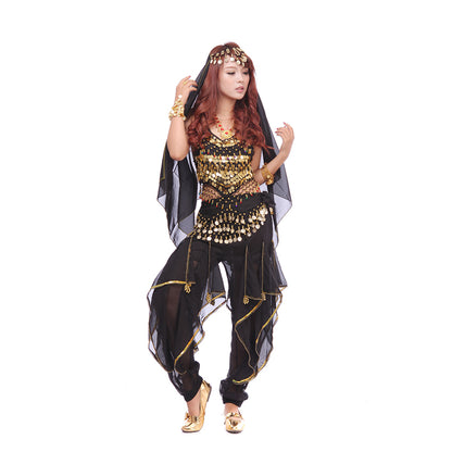 Baisdan Lady's Belly Dance Costume Set Top Pants Hip Scarf Head Scarf