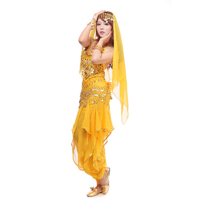 Baisdan Lady's Belly Dance Costume Set Top Pants Hip Scarf Head Scarf