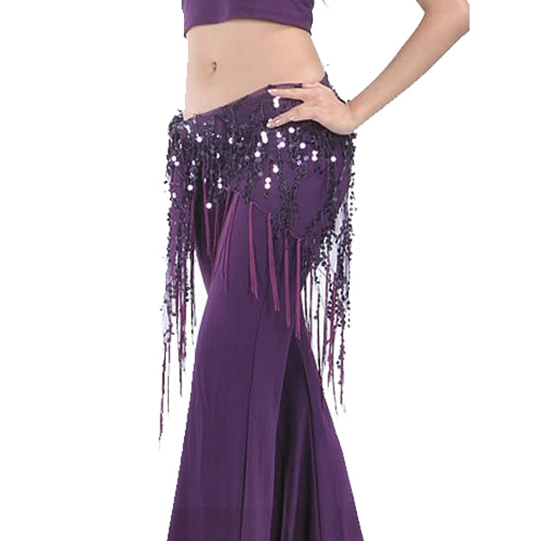 Baisdan Women's Belly Dance Triangle Hip Scarf Sequin Tassles Wrap Mesh Skirt Waistband