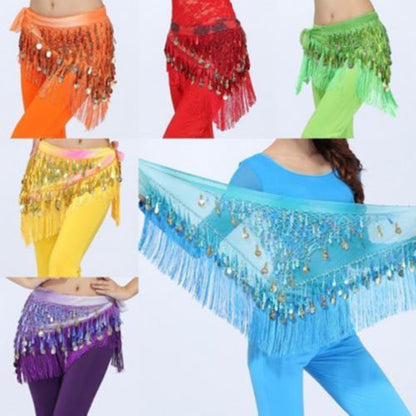 Baisdan Belly Dancing Belt Colorful Waist Belly Dance Hip Scarf Belt Triangle Skirt