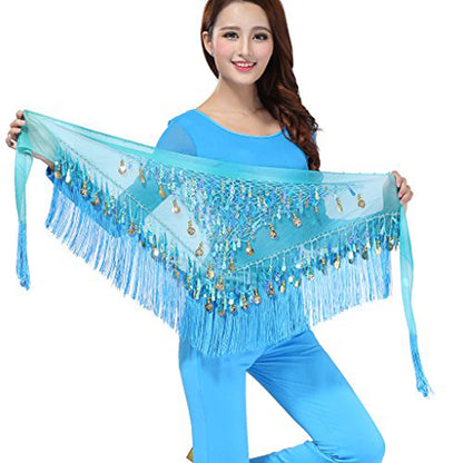 Baisdan Belly Dancing Belt Colorful Waist Belly Dance Hip Scarf Belt Triangle Skirt