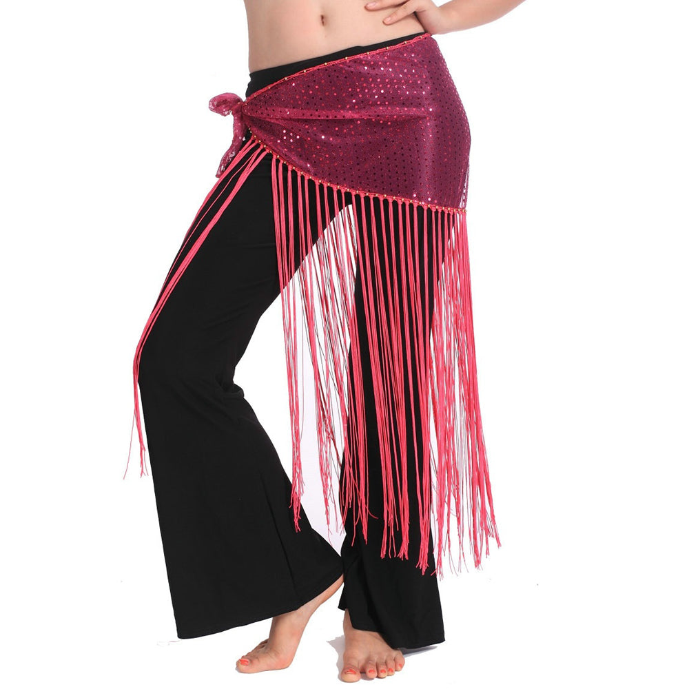 Baisdan Women's Belly Dance Flashy Tassel Hip Scarf Waist Waistband