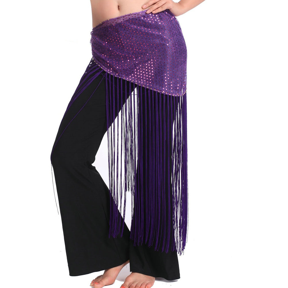 Baisdan Women's Belly Dance Flashy Tassel Hip Scarf Waist Waistband