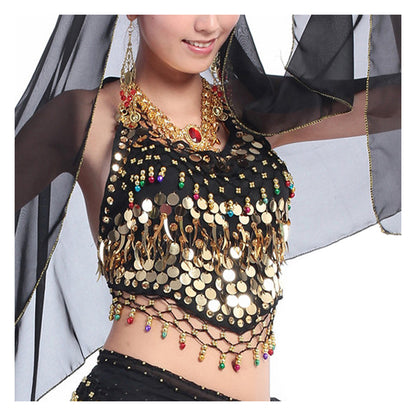 Baisdan Lady's Belly Dance Belly Sexy Bra Tops with Sequins Beads Bells Peppers