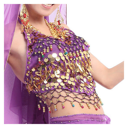 Baisdan Lady's Belly Dance Belly Sexy Bra Tops with Sequins Beads Bells Peppers