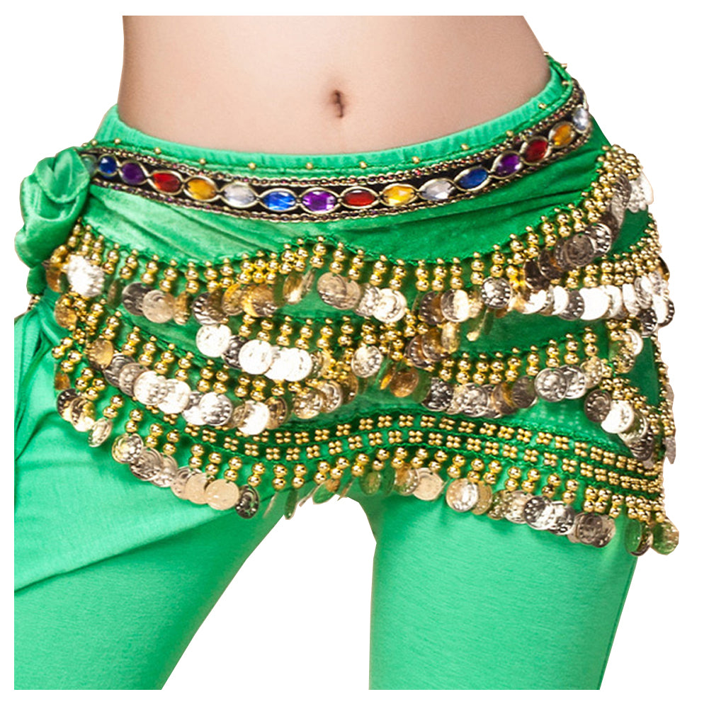 Baisdan Women's Triangular Belly Dancing Hip Scarf Wrap Skirt with Gold Coins