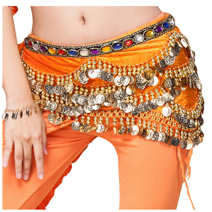 Baisdan Women's Triangular Belly Dancing Hip Scarf Wrap Skirt with Gold Coins