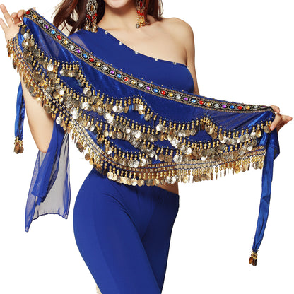 Baisdan Women's Triangular Belly Dancing Hip Scarf Wrap Skirt with Gold Coins