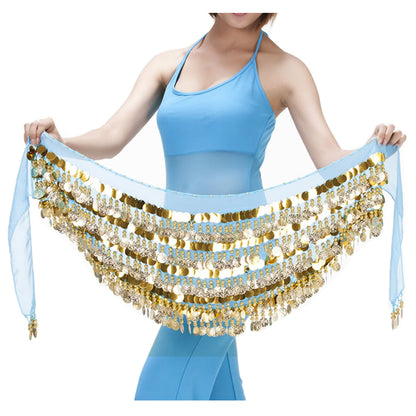 Baisdan Belly Dance Hip Scarf Chiffon Belly Dance Scarf Wrap Belt Tribal Sash Skirt with Gold Coins