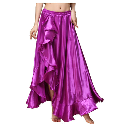 Baisdan Women's Belly Dance Skirt Satin Split Side Long Skirts