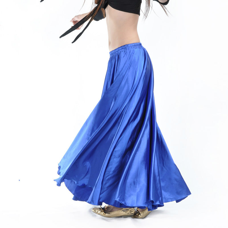 Baisdan Belly Dance Satin Skirt Arabic Halloween Shiny Skirt Fancy Full Skirt US0-14