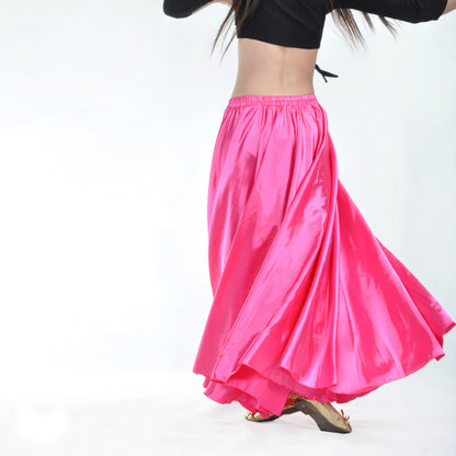 Baisdan Belly Dance Satin Skirt Arabic Halloween Shiny Skirt Fancy Full Skirt US0-14